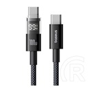 Baseus display ii adatkábel (type-c - type-c, 100w, gyorstöltő, cipőfűző, led kijelző, 100cm) fekete