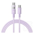 Baseus display ii adatkábel (type-c - type-c, 100w, gyorstöltő, cipőfűző, led kijelző, 100cm) lila