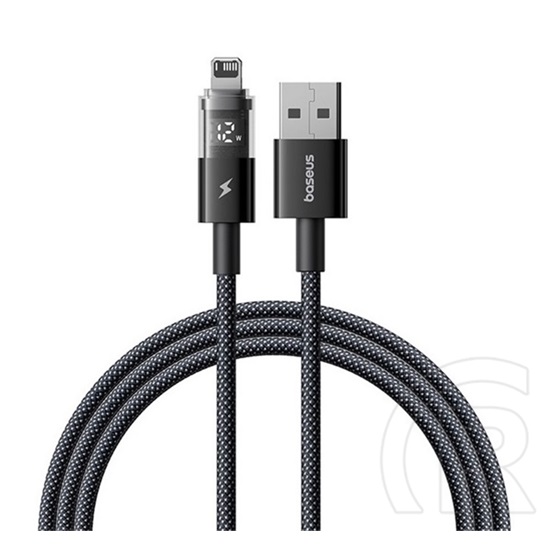 Baseus display ii adatkábel (usb - lightning, 2.4a, gyorstöltő, cipőfűző, led kijelző, 2m) fekete