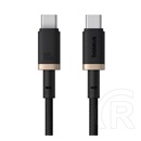 Baseus dura adatkábel (type-c - type-c, 100w, pd gyorstöltő, cipőfűző, 100cm) arany/fekete