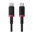Baseus dura adatkábel (type-c - type-c, 100w, pd gyorstöltő, cipőfűző, 100cm) piros/fekete