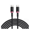 Baseus dura adatkábel (type-c - type-c, 240w, pd gyorstöltő, cipőfűző, 100cm) piros/fekete