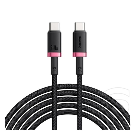 Baseus dura adatkábel (type-c - type-c, 240w, pd gyorstöltő, cipőfűző, 100cm) piros/fekete