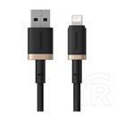 Baseus dura adatkábel (usb - lightning, 12w, gyorstöltő, törésgátló, cipőfűző, 1m) arany/fekete