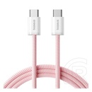 Baseus dynamic 4 adatkábel (type-c - type-c, 100w, pd gyorstöltő, cipőfűző, 100cm) rózsaszín