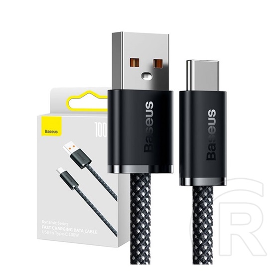 Baseus  dynamic adat és töltő kábel (USB - Type-C, 6A, 100W, gyorstöltő, 100cm) szürke