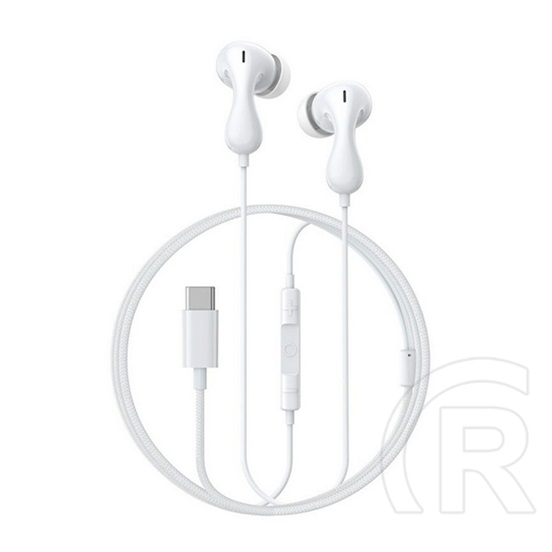Baseus encok cz20 fülhallgató sztereo (type-c, mikrofon, felvevő gomb, hangerőszabályzó) fehér