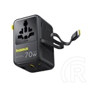 Baseus enercore cg11 utazó töltő 2 usb+type-c aljzat(70w, gan6, gyorstöltés, eu, uk, us, au+fix type-c kábel)fekete