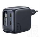 Baseus enercore cj11 hálózati töltő 2 type-c aljzat (67w, pd gyorstöltő 3.0 + fix csévélhető type-c kábel) fekete