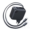 Baseus enercore cj21 hálózati töltő type-c aljzat (67w, pd gyorstöltő 3.0 + 2 fix, csévélhető type-c kábel) fekete