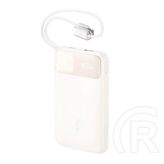 Baseus enerfill fc11 vésztöltő usb+type-c aljzat (10000mah, 45w, pd gyorstöltő, led kijelző + fix type-c kábel) bézs
