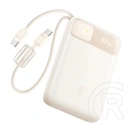 Baseus enerfill fc11 vésztöltő usb+type-c aljzat (10000mah, 45w, pd gyorstöltő, led kijelző + fix type-c kábel) bézs