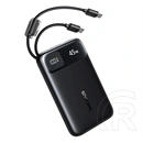 Baseus enerfill fc11 vésztöltő usb+type-c aljzat (10000mah, 45w, pd gyorstöltő, led kijelző + fix type-c kábel) fekete