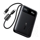 Baseus enerfill fc11 vésztöltő usb+type-c aljzat (10000mah, 45w, pd gyorstöltő, led kijelző + fix type-c kábel) fekete