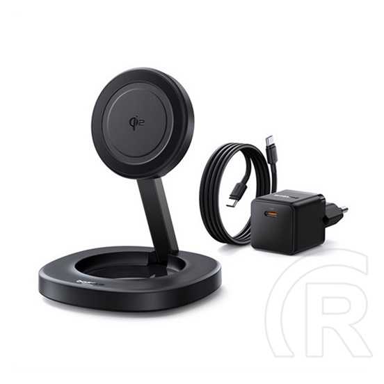 Baseus enerfill ff11 asztali töltő (15w, gyorstöltő, wireless, magsafe, összehajtható + tápegység) fekete