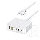 Baseus enerfill fh21 hálózati elosztó 2 usb+4 type-c aljzat (120w, gan pd gyorstöltő 3.0 + 150cm tápkábel) fehér