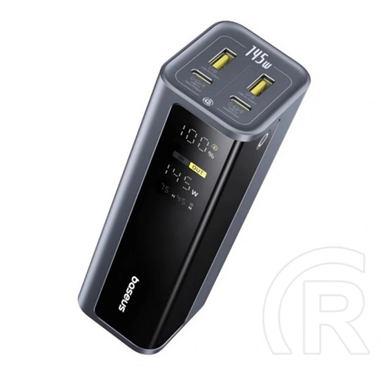 Baseus energeek gp12 vésztöltő 2 type-c+2 usb aljzat (20800mah, 145w, pd gyorstöltő 3.0, led kijelző) szürke