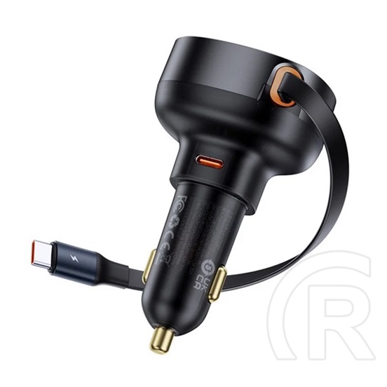 Baseus enjoyment pro autós töltő type-c aljzat (5v/3a, 60w, pd gyorstöltő 3.0 + type-c kábel) fekete