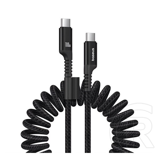 Baseus Fish Eye USB adat- és töltőkábel (C dugó / C dugó, 100W, 1 m, spirál, fekete)