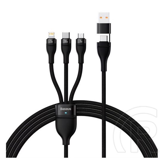 Baseus Flash Series II 3in1 adat- és töltőkábel (USB-C - USB-A / Lightning 8 pin + USB micro-B + USB-C, 100W, 1,2 m)
