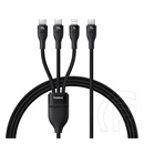 Baseus flash series iii adatkábel 3in1 (type-c - 2 type-c/lightning, pd gyorstöltő, 100w, 150cm) fekete