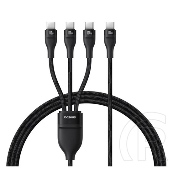 Baseus flash series iii adatkábel 3in1 (type-c - 3 type-c, pd gyorstöltő, 100w, 150cm) fekete