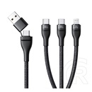 Baseus flash series iii adatkábel 3in1 (type-c/usb - 2 type-c/lightning, pd gyorstöltő, 100w, 150cm) fekete