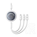Baseus Free2Draw 3in1 adat- és töltőkábel (USB-A / Lightning + Micro-USB + USB-C, 100w, 1,1 m, csévélhető, fehér)