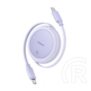 Baseus Free2Pull Mini USB adat- és töltőkábel (C dugó / C dugó, 60W, 1 m, csévélhető, lila)