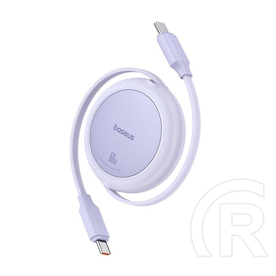 Baseus Free2Pull Mini USB adat- és töltőkábel (C dugó / C dugó, 60W, 1 m, csévélhető, lila)