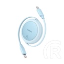Baseus Free2Pull Mini USB adat- és töltőkábel (C dugó / C dugó, 60W, 1 m, csévélhető, világoskék)