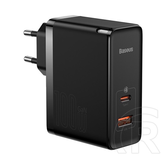 Baseus GaN5 Pro hálózati töltő (USB-A + USB-C aljzat, 100W, fekete)