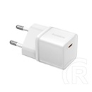 Baseus gan5s hálózati töltő type-c aljzat (20w, pd gyorstöltő 3.0, gan5s) fehér