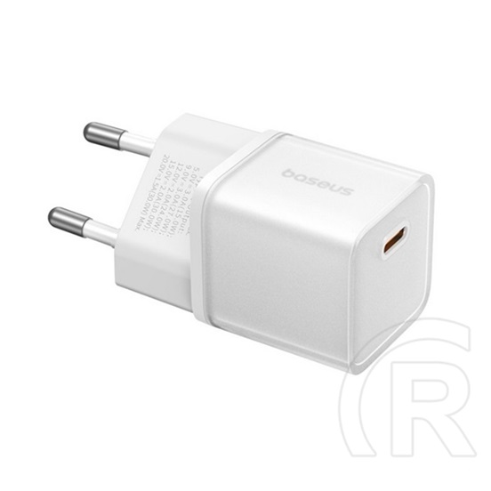 Baseus gan5s hálózati töltő type-c aljzat (30w, pd gyorstöltő 3.0, gan5s) fehér