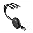 Baseus golden loop adatkábel 3in1 (usb - lightning/microusb/type-c, 100w, 3.5a, 120cm, csévélhető) fekete
