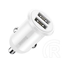 Baseus grain pro autós töltő 2 usb aljzat (5v / 4800ma, 24w, gyorstöltés támogatás) fehér