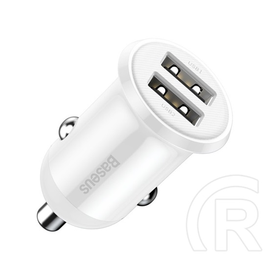 Baseus grain pro autós töltő 2 usb aljzat (5v / 4800ma, 24w, gyorstöltés támogatás) fehér