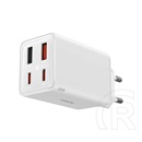 Baseus GaN6 Pro hálózati töltő (2xUSB-A + 2xUSB-C aljzat, 65W, C-C kábel, fehér)