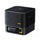 Baseus hálózati töltő állomás usb+2 type-c aljzat (100w, gan, gyorstöltő, fix type-c kábel + 80cm tápkábel) fekete