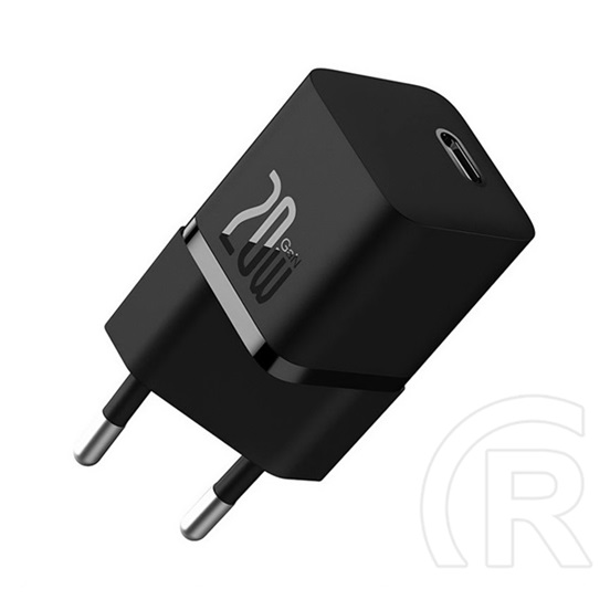 Baseus hálózati töltő type-c  (20w, gan5, pd gyorstöltés támogatás) fekete