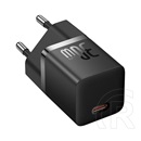 Baseus hálózati töltő type-c  (30w, gan5, pd gyorstöltés támogatás) fekete