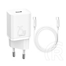 Baseus hálózati töltő (USB-C aljzat, 10V/3A, 25W, USB-C kábel, fehér)
