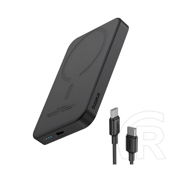 Baseus magnetic mini vésztöltő type-c aljzat (5000mah, 20w, pd gyorstöltő, wireless, magsafe) fekete