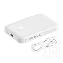 Baseus magnetic mini vésztöltő type-c aljzat (6000mah, 20w, pd gyorstöltő, wireless, magsafe + type-c kábel) fehér