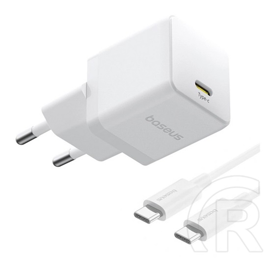 Baseus palm 1c hálózati töltő type-c aljzat (20w, pd gyorstöltő 3.0 + type-c kábel) fehér