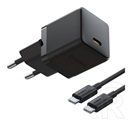 Baseus palm 1c hálózati töltő type-c aljzat (20w, pd gyorstöltő 3.0 + type-c kábel) fekete