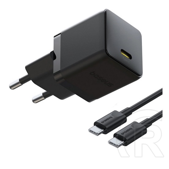 Baseus palm 1c hálózati töltő type-c aljzat (20w, pd gyorstöltő 3.0 + type-c kábel) fekete