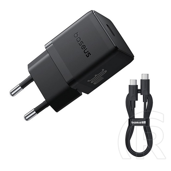 Baseus palm 1c hálózati töltő type-c aljzat (30w, pd gyorstöltő 3.0 + type-c kábel) fekete