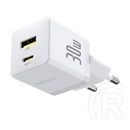 Baseus palm hálózati töltő usb+type-c aljzat (30w, pd gyorstöltő 3.0) fehér