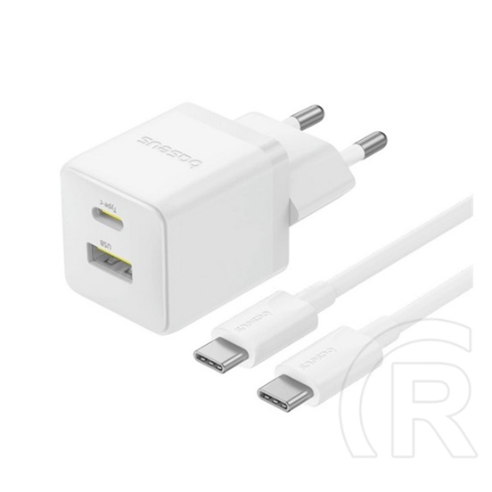 Baseus palm hálózati töltő usb+type-c aljzat (30w, pd gyorstöltő 3.0 + type-c kábel) fehér